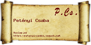 Petényi Csaba névjegykártya